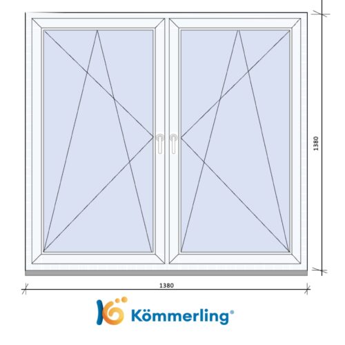 KÖMMERLING 140x140 cm TOKOSZTOTT bukó-nyíló ablak