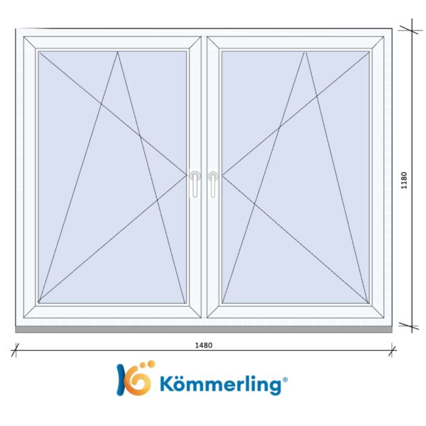 KÖMMERLING 150x120 cm TOKOSZTOTT bukó-nyíló ablak