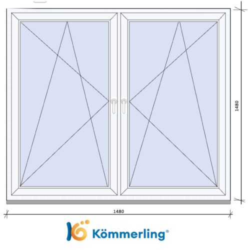 KÖMMERLING 150x150 cm TOKOSZTOTT bukó-nyíló ablak