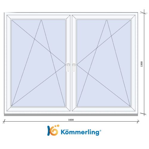 KÖMMERLING 160x130 cm TOKOSZTOTT bukó-nyíló ablak